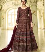 Maroon Embroidered Heavy Anarkali Suit With Dupatta