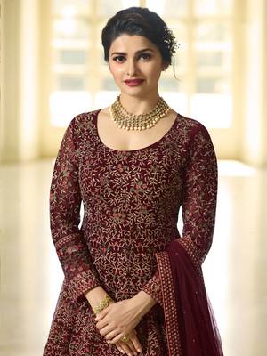 Maroon Embroidered Heavy Anarkali Suit With Dupatta 2
