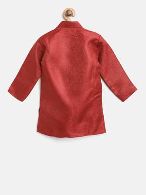 Maroon Plain Jacquard Boys Kurta Pyjama 3