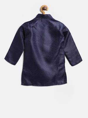 Blue Plain Jacquard Boys Kurta Pyjama 3