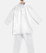 White Plain Cotton Boys Kurta Pyjama