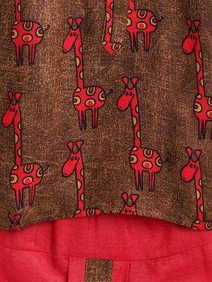 Brown Printed Rayon Boys Dhoti Kurta 4