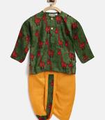 Green Printed Rayon Boys Dhoti Kurta