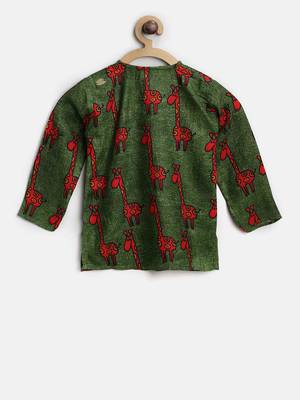 Green Printed Rayon Boys Dhoti Kurta 3