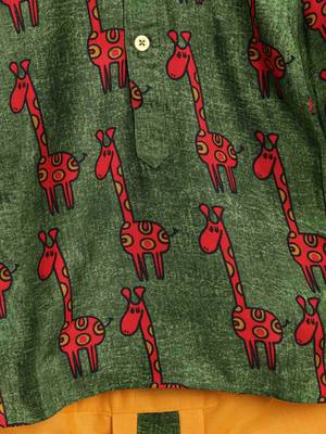 Green Printed Rayon Boys Dhoti Kurta 4