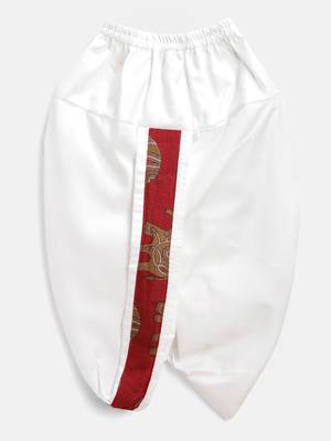 Red Printed Art Silk Boys Dhoti Kurta 2