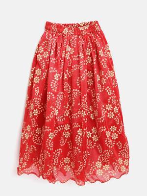 Red Printed Net Stitched Lehenga 2