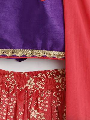 Red Printed Net Stitched Lehenga 4