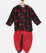 Blue Printed Rayon Boys Dhoti Kurta