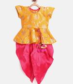 Yellow Woven Art Silk Kids Tops