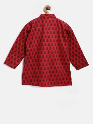 Maroon Printed Cotton Boys Kurta Pyjama 3