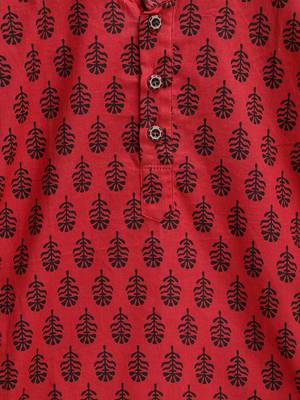 Maroon Printed Cotton Boys Kurta Pyjama 4