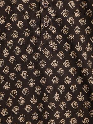 Brown Printed Cotton Boys Kurta Pyjama 4