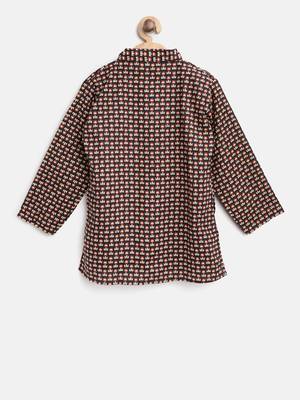 Brown Printed Cotton Boys Kurta Pyjama 3
