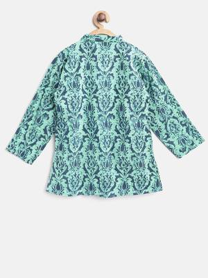 Green Printed Cotton Boys Kurta Pyjama 3