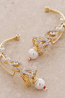 CZ Stone Embellished American Diamond Earr Cuffs with Dangler Jhumki