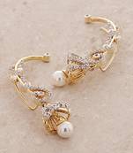 CZ Stone Embellished Designer American Diamond Earr Cuffs with Dangler Jhumki
