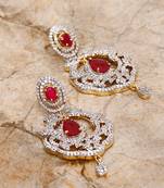 Ruby Stone Embellished American Diamond Danglers for Women