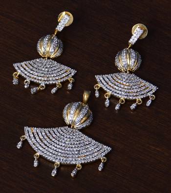 CZ Stone Embellished Designer American Diamond Pendant Set for Women 1
