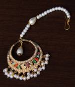 Navratan Stone and Pearl Embellished Designer Jadau Maang Tikka for Women