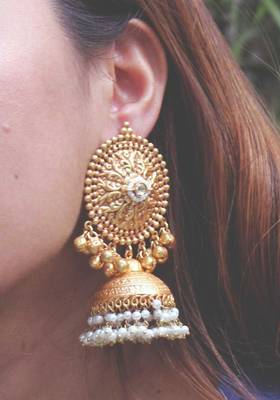 Temple Work And Pearl Jhumka 1