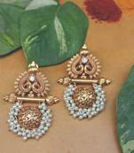 Temple Work Chandbaali With Pearls