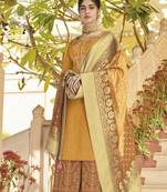 Mustard embroidered silk salwar