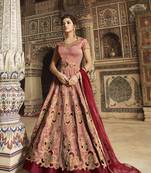 Peach embroidered taffeta salwar