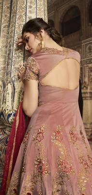 Peach embroidered taffeta salwar 3