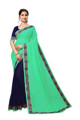 Multicolor Plain Georgette Saree With Blouse 1