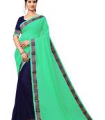 Multicolor Plain Georgette Saree With Blouse