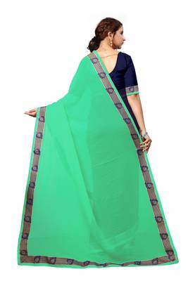 Multicolor Plain Georgette Saree With Blouse 4