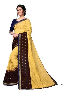 Multicolor Embroidered Art Silk Saree With Blouse 2