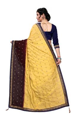 Multicolor Embroidered Art Silk Saree With Blouse 3