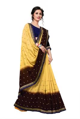 Multicolor Embroidered Art Silk Saree With Blouse 4