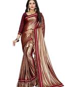 Maroon plain lycra saree with blouse