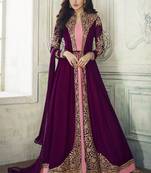 Wine embroidered georgette salwar