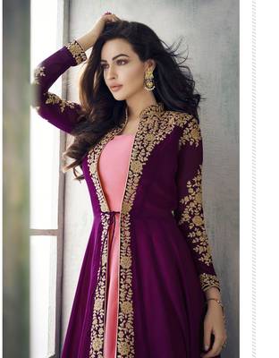 Wine embroidered georgette salwar 2
