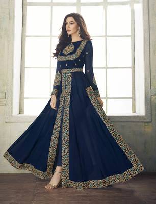 Blue embroidered georgette salwar 1
