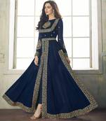 Blue embroidered georgette salwar