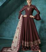 Maroon embroidered silk salwar