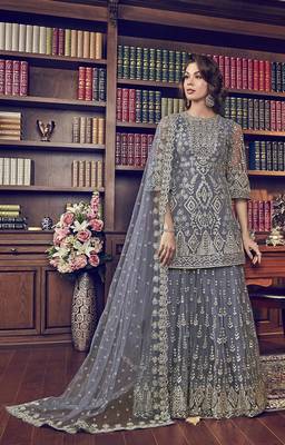 Grey Embroidered Net Salwar 1