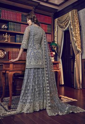 Grey Embroidered Net Salwar 3
