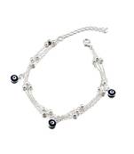 Silver Evil Eye Multi Layered Anklet