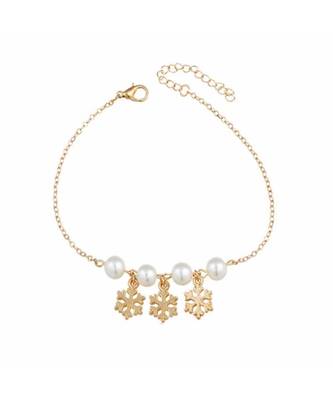 Crystal Snowflake Pearl Anklet 2