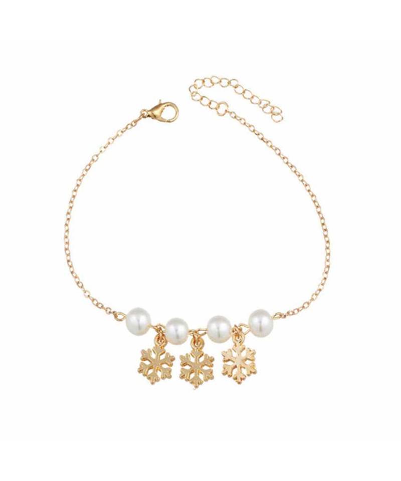 Crystal Snowflake Pearl Anklet