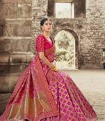 Rani Pink Embroidered Banarasi Saree With Blouse