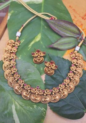 Temple Work Coin Necklace Set 3
