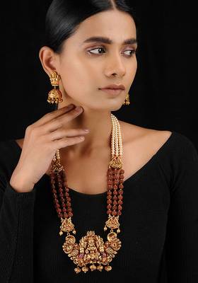 Temple Work Temple Set With Rudraksh And Pearls 1