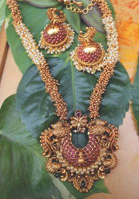 Kemp Temple Work And Pearls Clusters Necklace Set 4